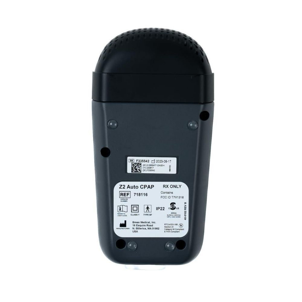 Back of Breas Z2 Travel CPAP device