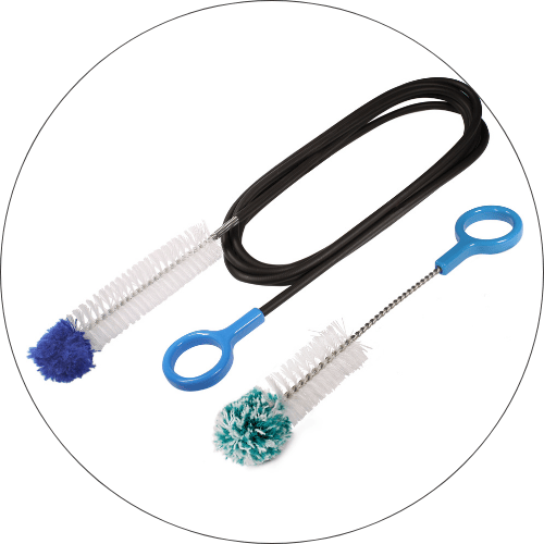 Set of CPAP tube cleaning brushes with blue handles