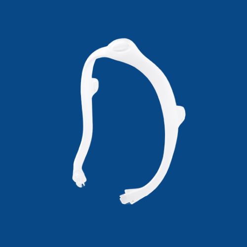 CPAP mask frame against a dark blue background