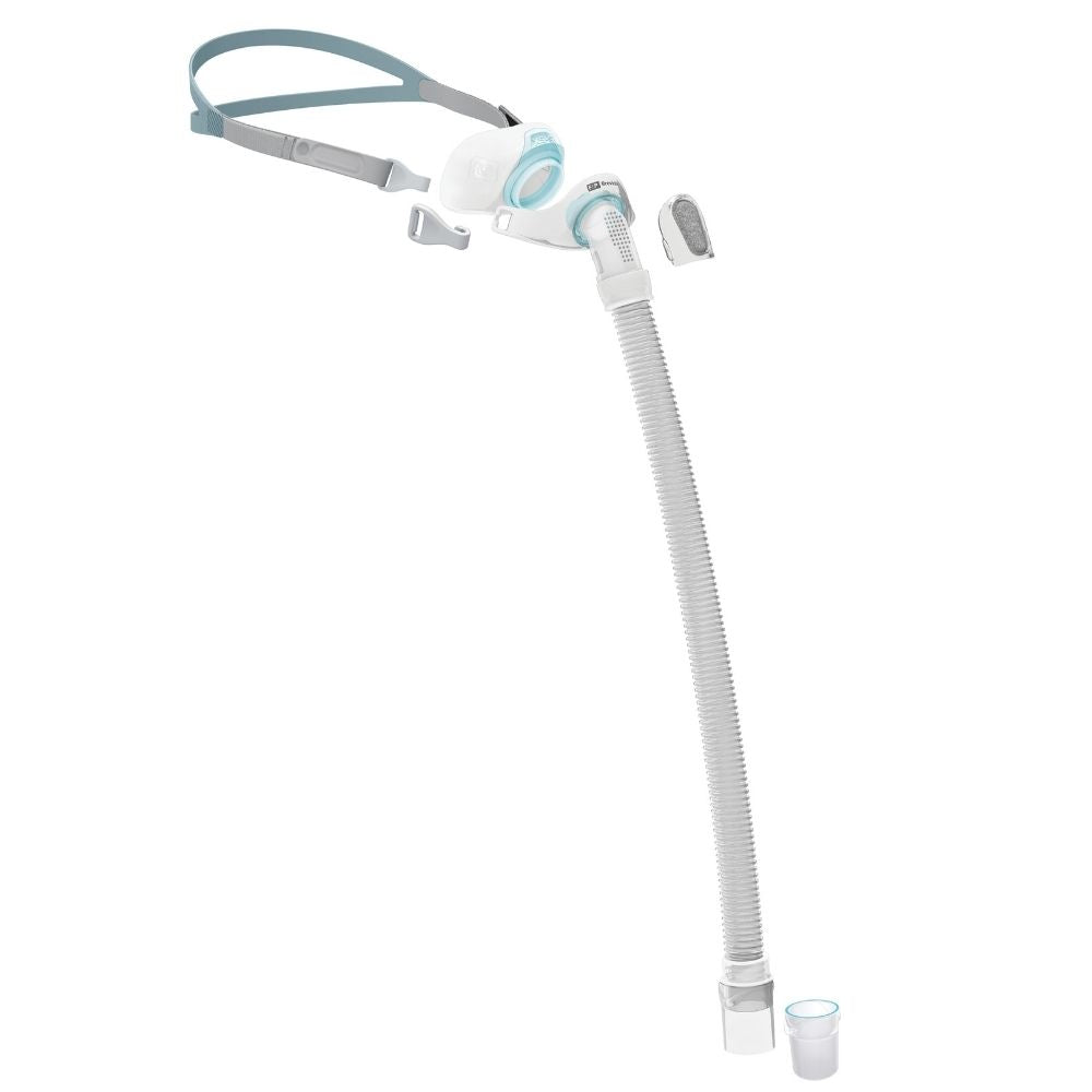 Individual components of the F&P Brevida Nasal Pillow Mask