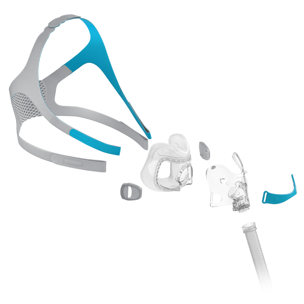 Individual components of the F&P Evora Full Face CPAP Mask
