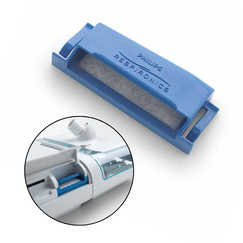 DreamStation Pollen Filter with blowout image of the DreamStation CPAP machine to show where the filter is placed