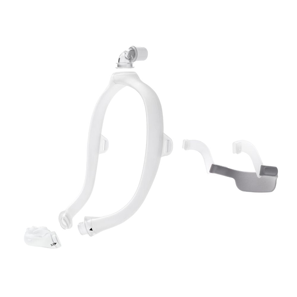 Individual components of the Philips DreamWear Silicone Pillows CPAP Mask