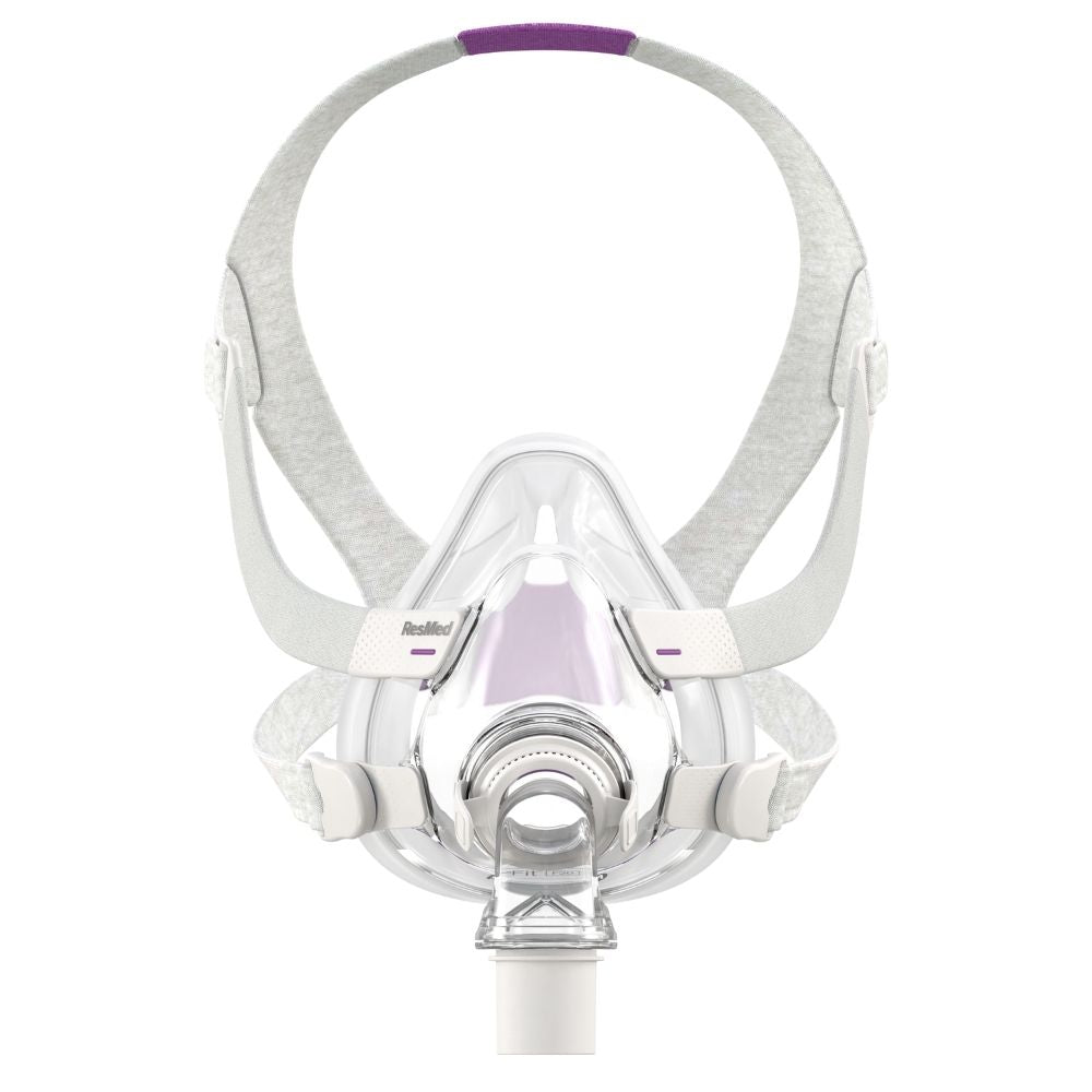 ResMed AirFit F20 for Her full face CPAP mask with purple accents