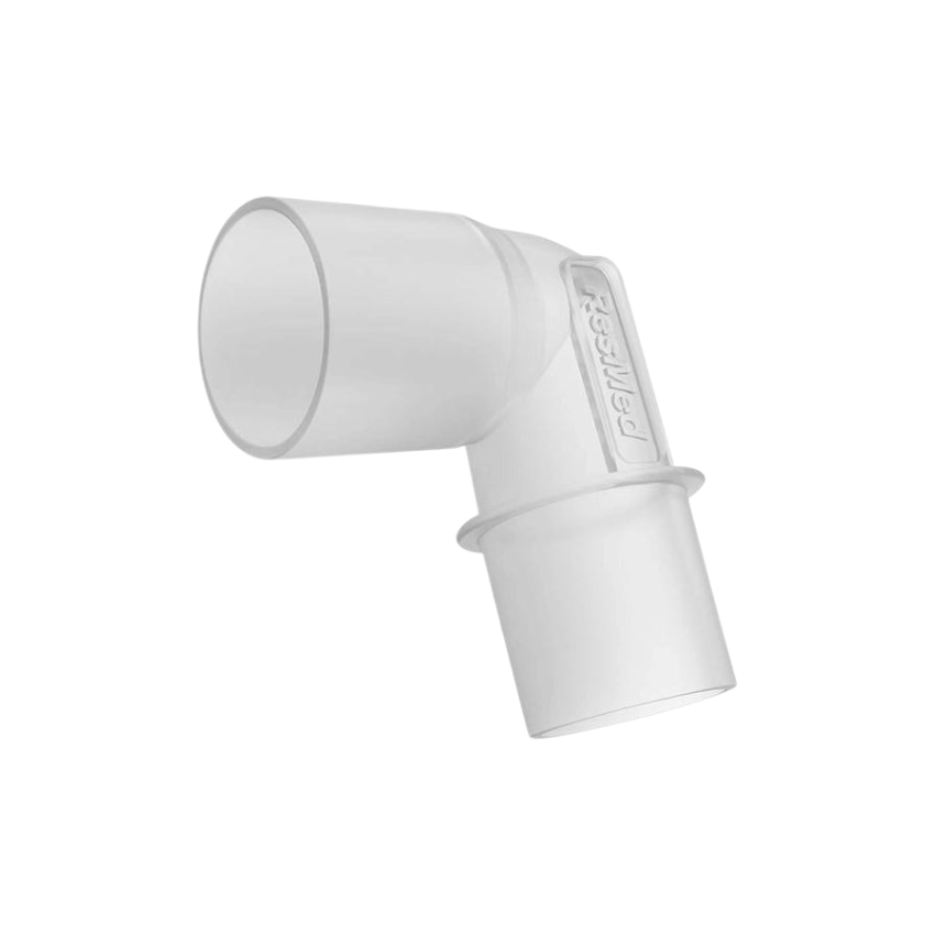 White plastic tubing elbow for the AirSense 10 and AirCurve 10