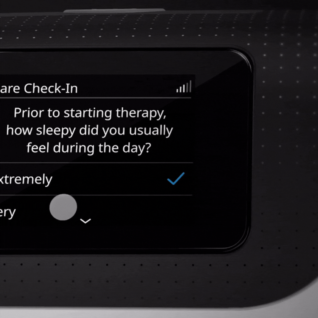 GIF of the AirSense 11 Care Check-In screen