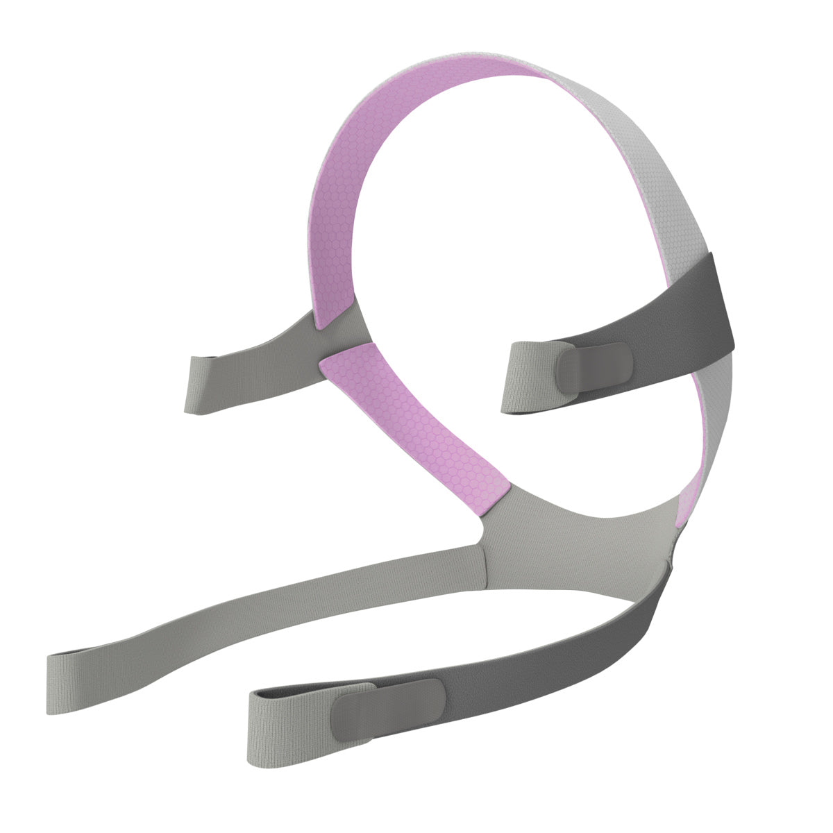 Headgear for the ResMed AirFit F10 for Her with pink and grey straps