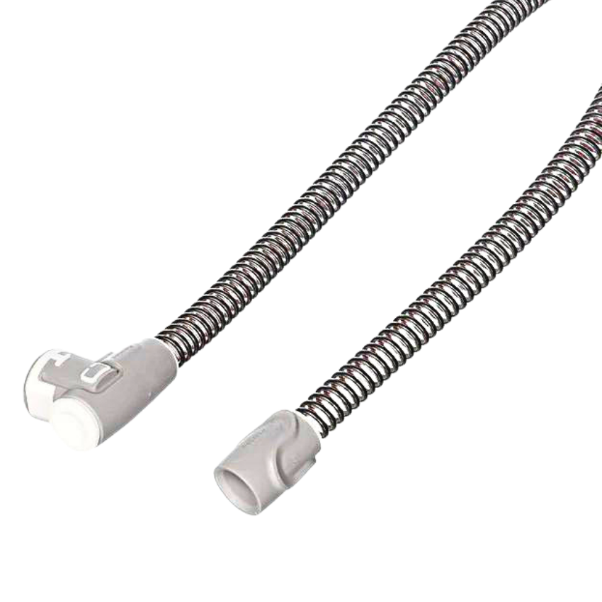 Flexible ClimateLineAir heated tube shown with its connectors