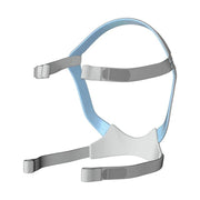 Side view of the blue and grey headgear for the ResMed Quattro Air full face CPAP mask