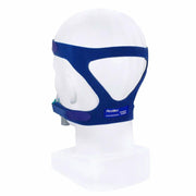 Blue ResMed headgear in size medium on the back of a white mannequin