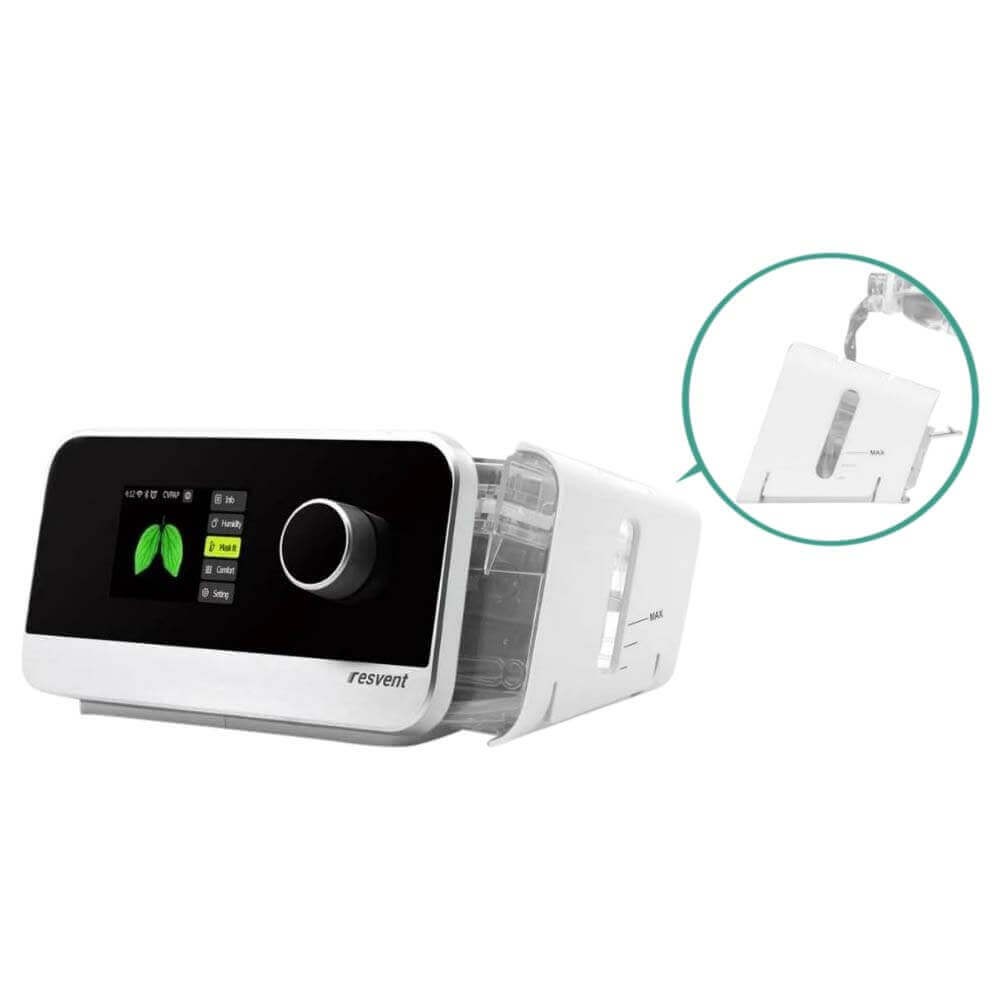 Resvent iBreeze Auto CPAP Machine with water chamber exposed