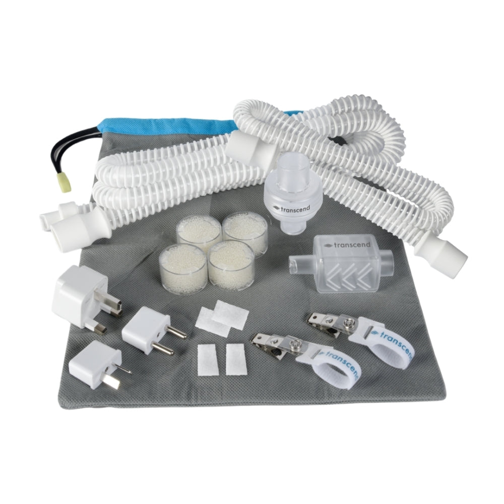 510 Micro Essential Pack with TransFlex and AirFlex Hoses, Hose Clips, WhisperSoft Muffler, AirMist HME Adapter and 4 Cartridges, 4 filters, and travel adapters