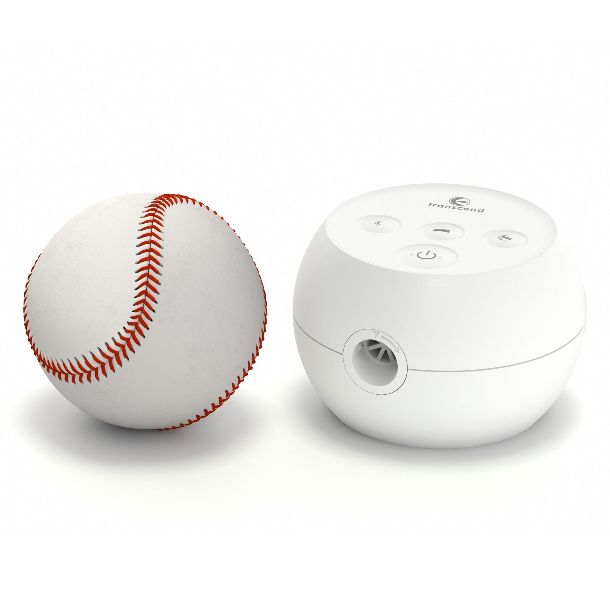 Transcend Micro CPAP device beside a baseball for size comparison