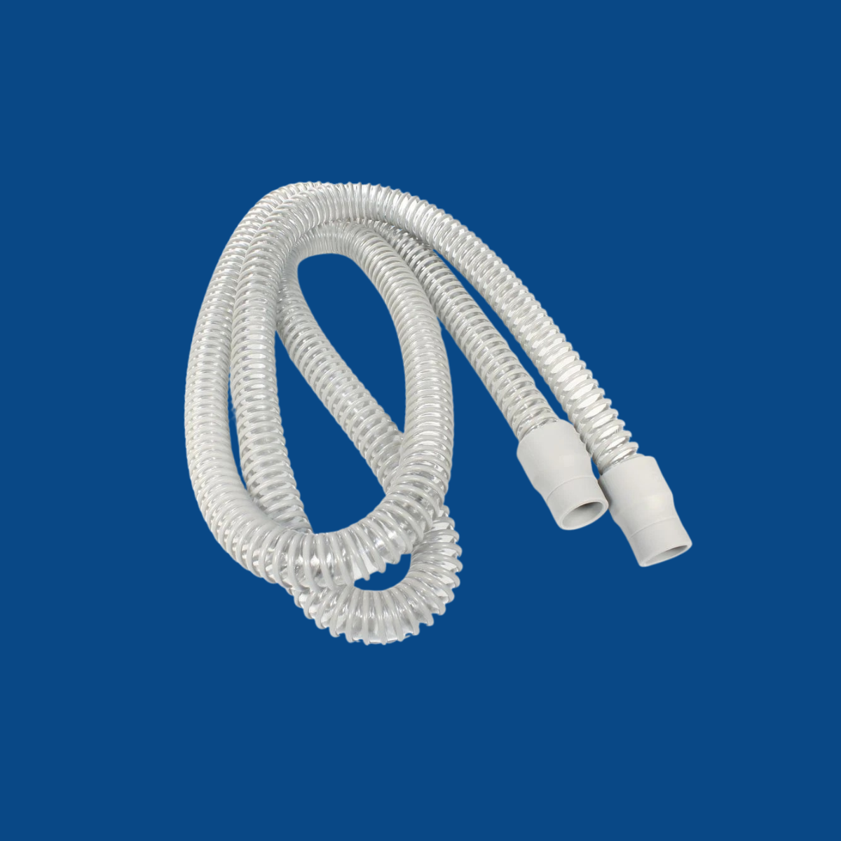 White tubing on a blue background