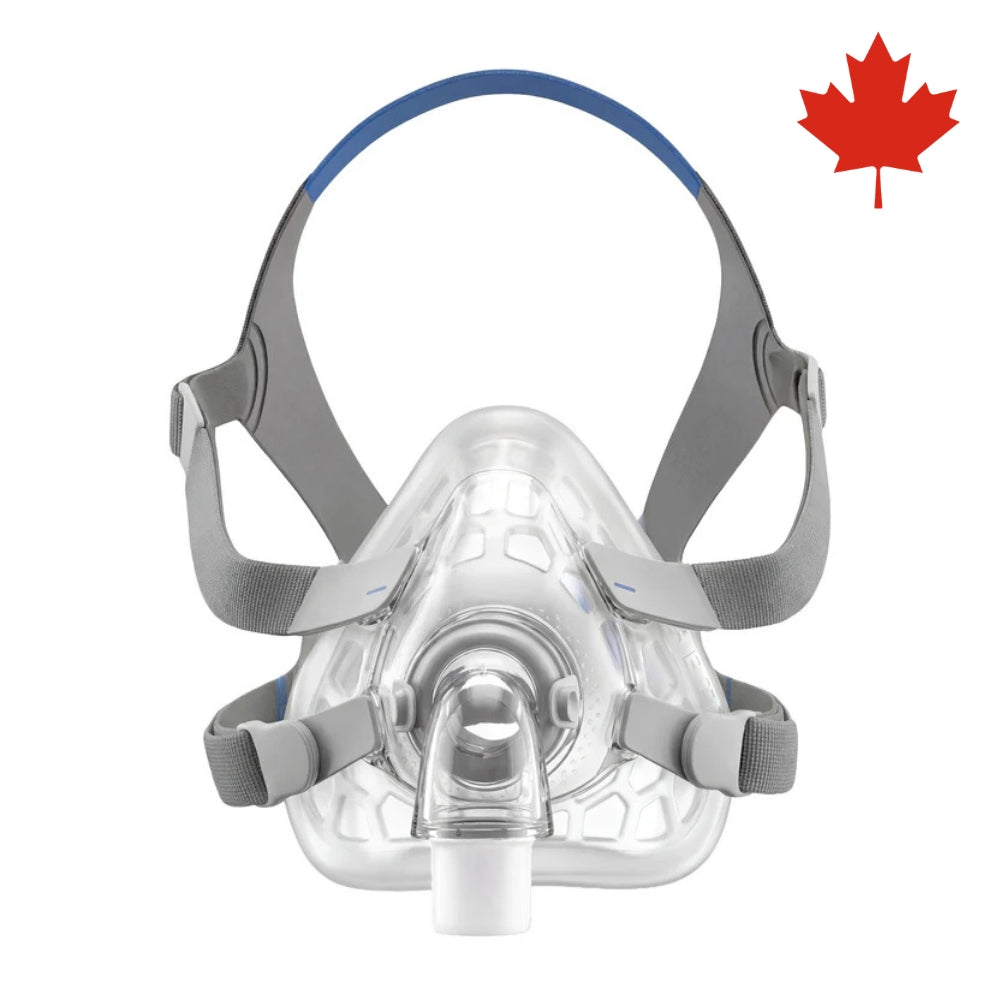 FormFit Custom Full Face CPAP Mask with a Canadian Maple Leaf in the upper right corner of the image