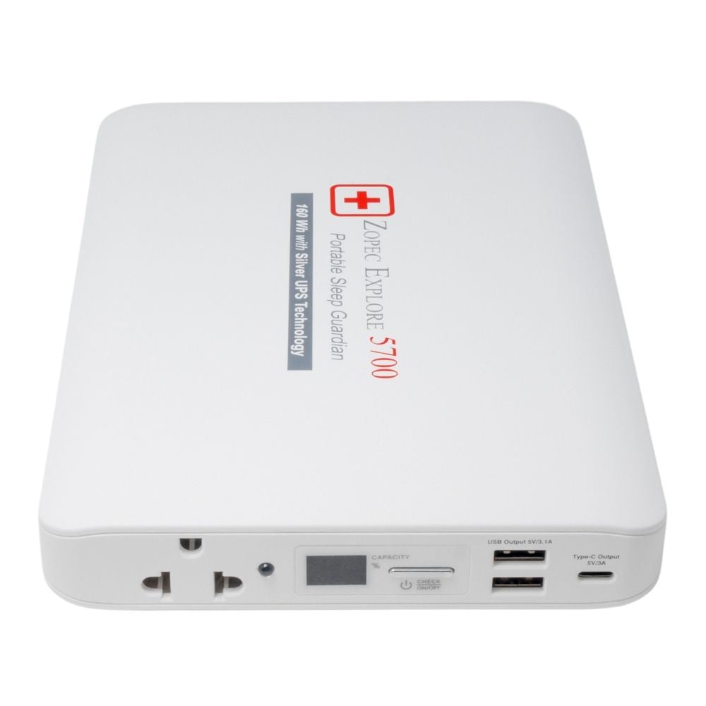 Side view of the Zopec Explore 5700 Travel CPAP Battery