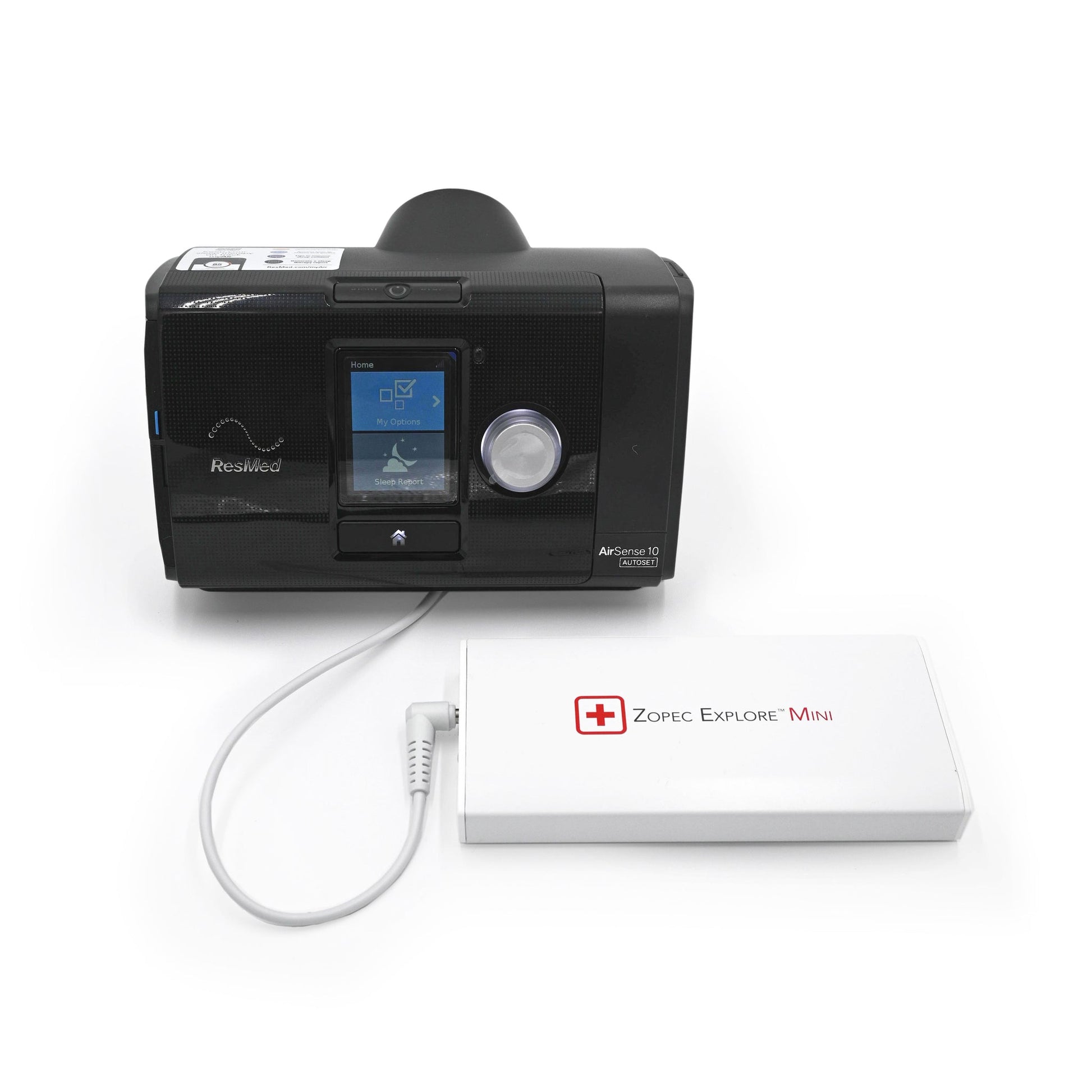 Zopec Explore Mini Battery powering the ResMed AirSense 10 CPAP Machine