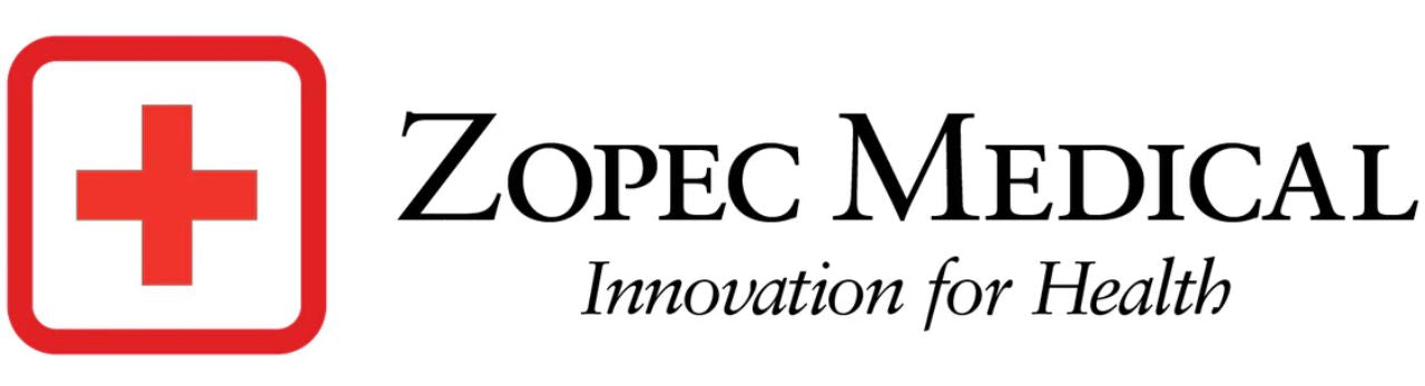 Zopec Medical logo with a red cross symbol and the tagline Innovation for Health on a white background