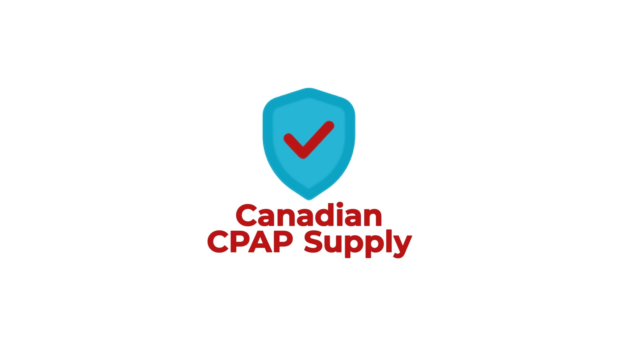 Logo of Canadian CPAP Supply with a blue shield and red check mark on a white background