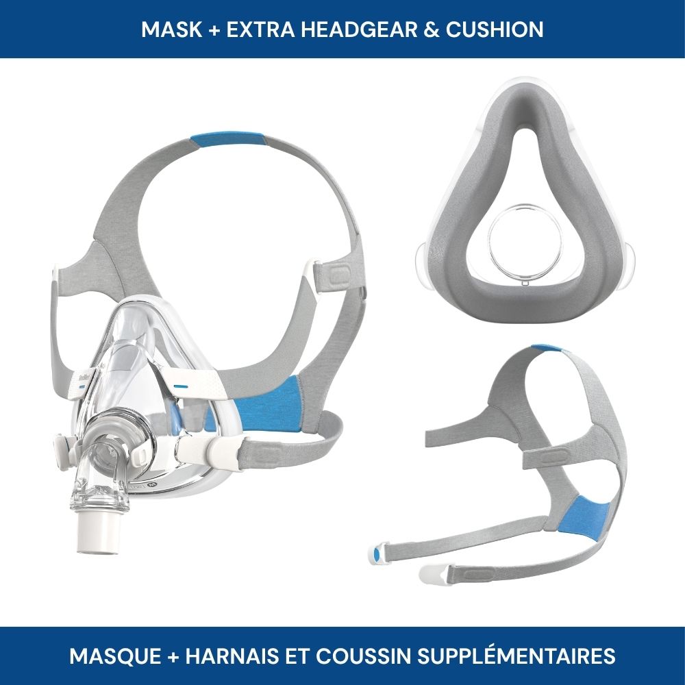 CPAP Bundle with Resmed AirTouch F20 full face mask with set of extra cushion and headgear