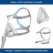 CPAP Bundle with Resmed Quattro Air full face mask with set of extra cushion and headgear