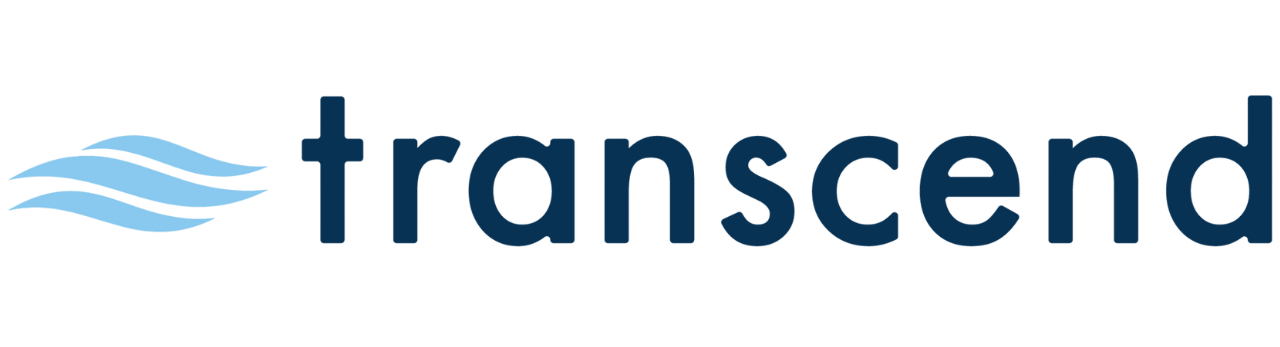 Transcend logo with a blue wave symbol